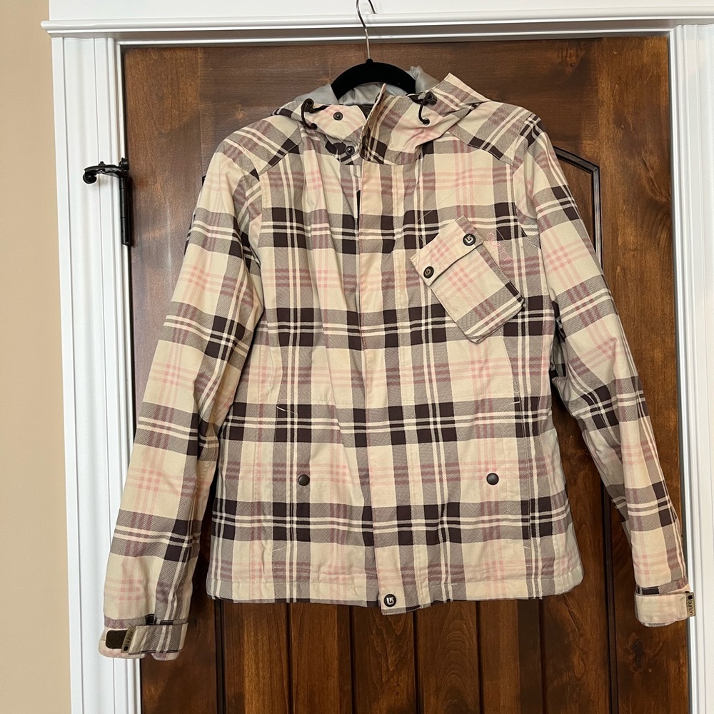Burton Jacket - pink, brown, plaid.